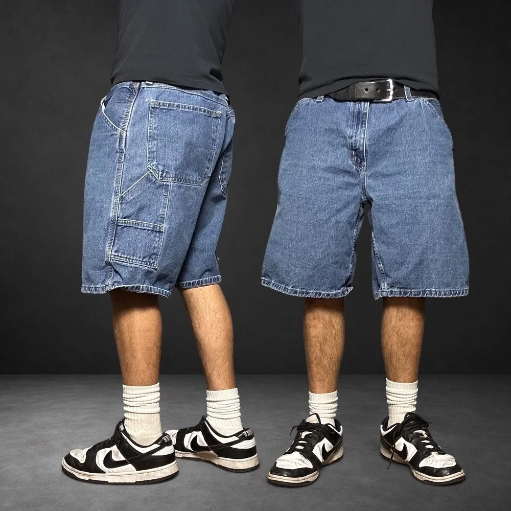Faded Glory Mens Baggy Denim Carpenter Shorts Blue Skater Y2K 90s Size 40